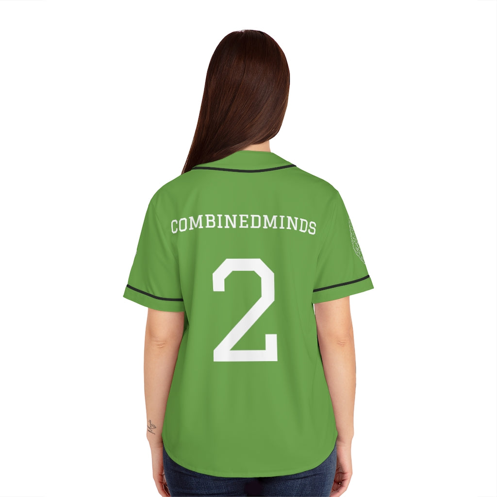 CombinedMinds Women's Baseball Jersey - White Logo Green