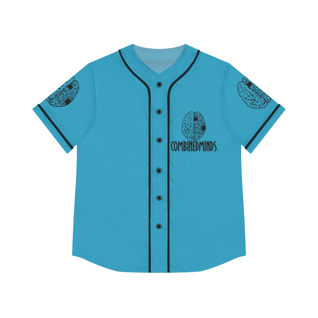 CombinedMinds Women's Baseball Jersey - Black Logo Turquoise