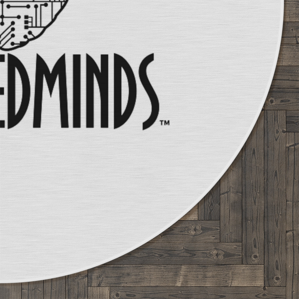 CombinedMinds Round Rug - White/Black Logo