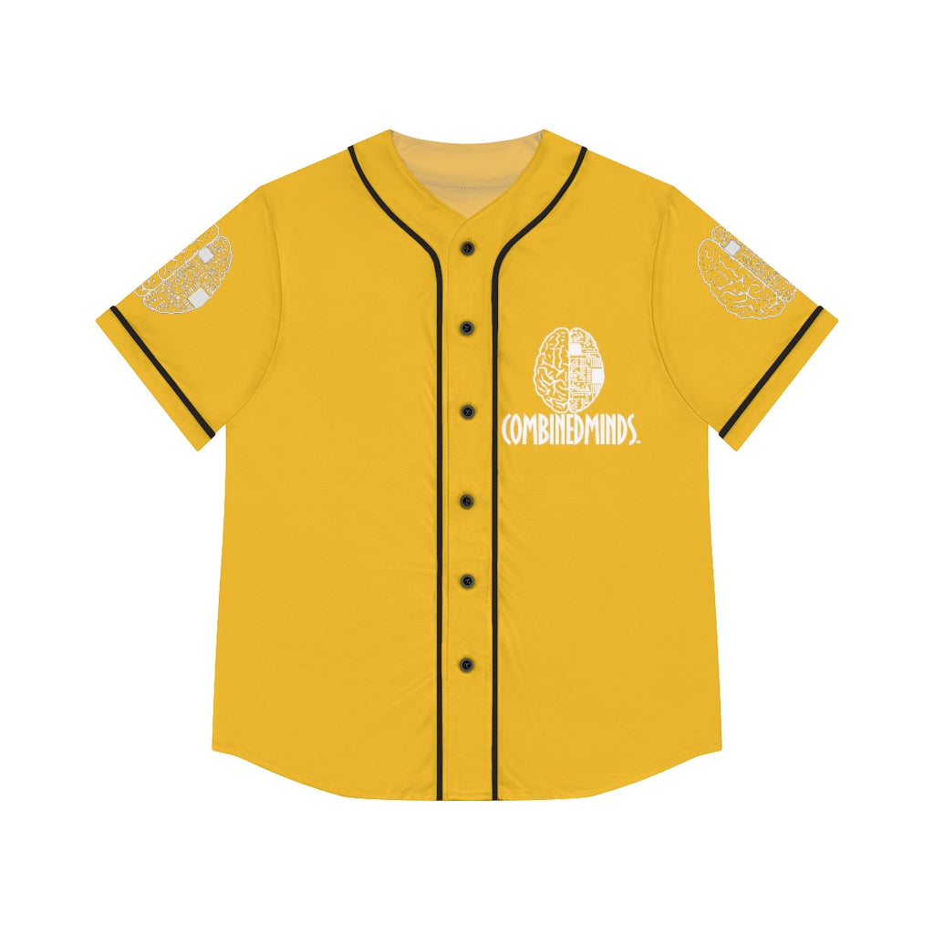 CombinedMinds Women's Baseball Jersey - White Logo Yellow