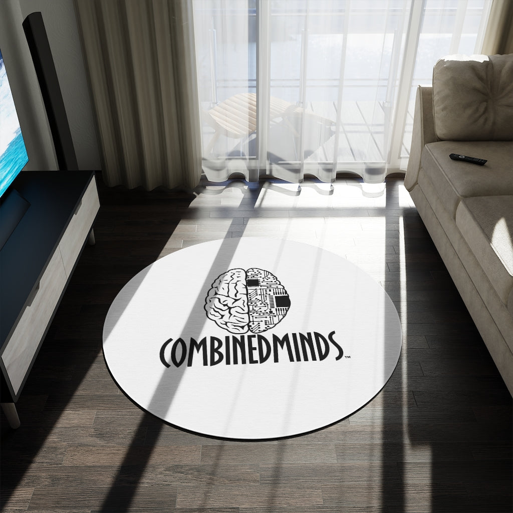 CombinedMinds Round Rug - White/Black Logo