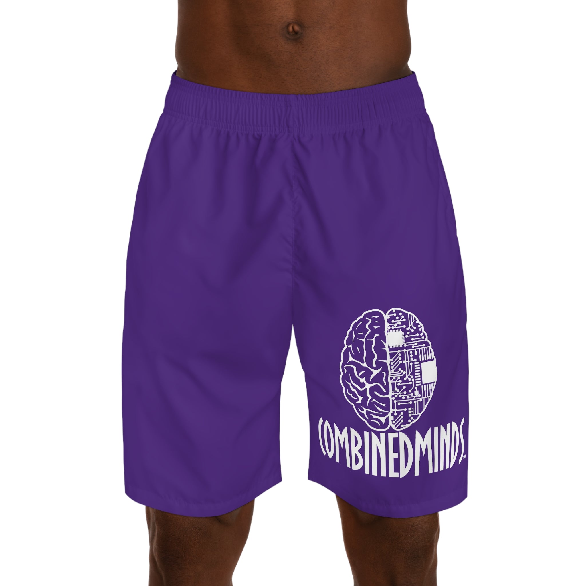 CombinedMinds Men's Jogger Shorts Purple/White Logo