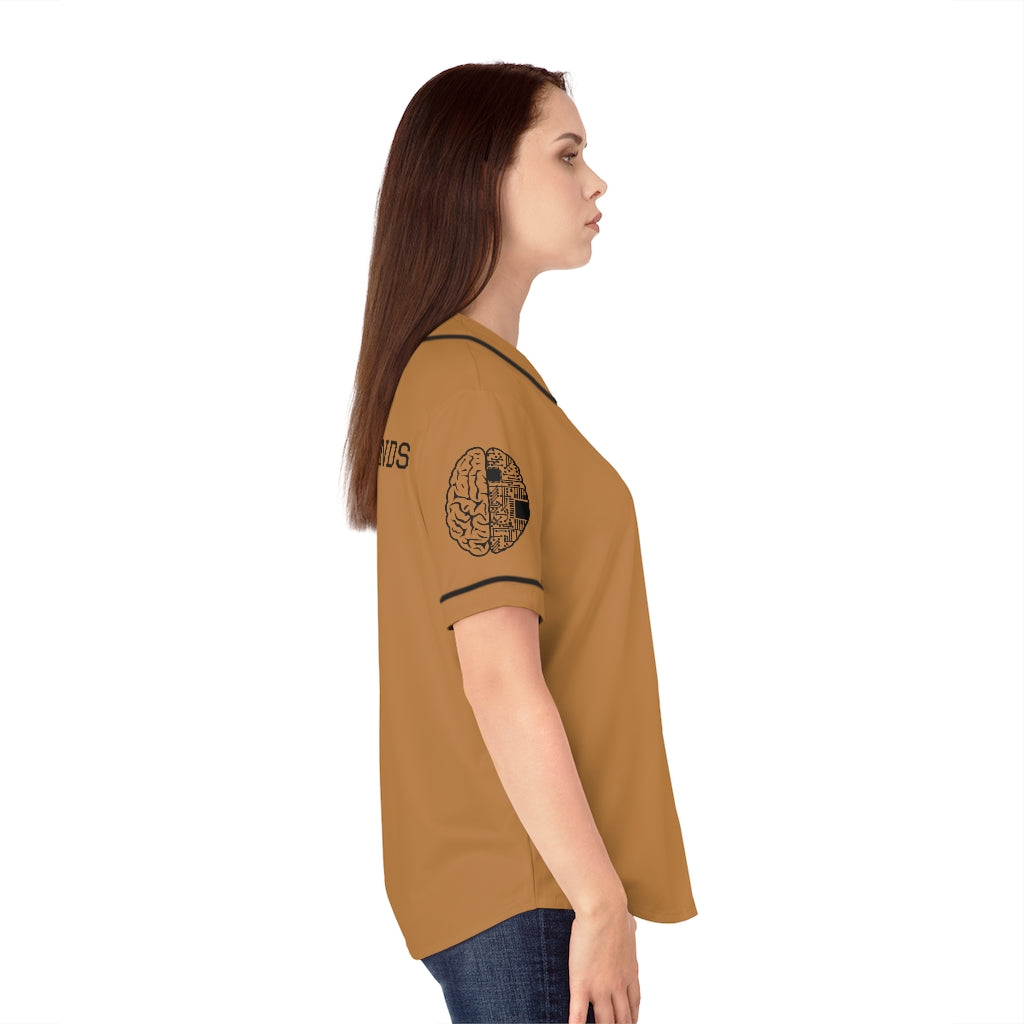 CombinedMinds Women's Baseball Jersey - Black Logo Light Brown