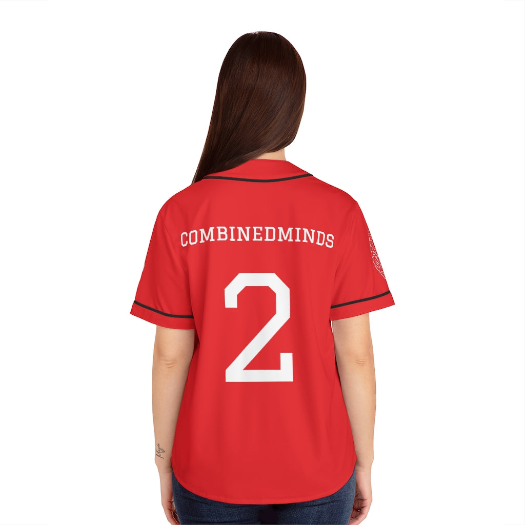 CombinedMinds Women's Baseball Jersey - White Logo Red