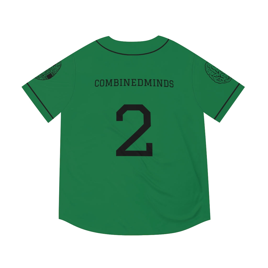 CombinedMinds Men's Baseball Jersey - Black Logo Dark Green
