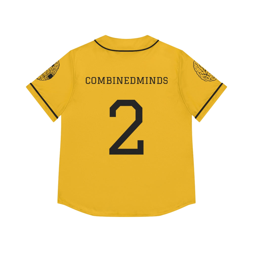 CombinedMinds Women's Baseball Jersey - Black Logo Yellow