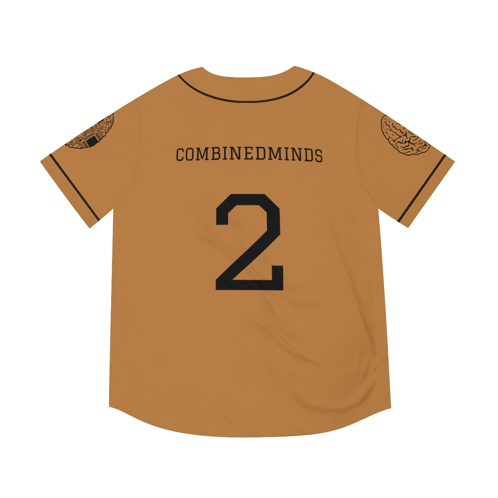 CombinedMinds Men's Baseball Jersey - Black Logo Light Brown