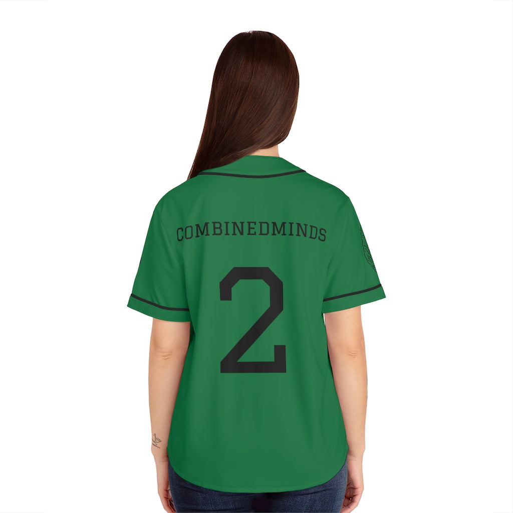 CombinedMinds Women's Baseball Jersey - Black Logo Dark Green