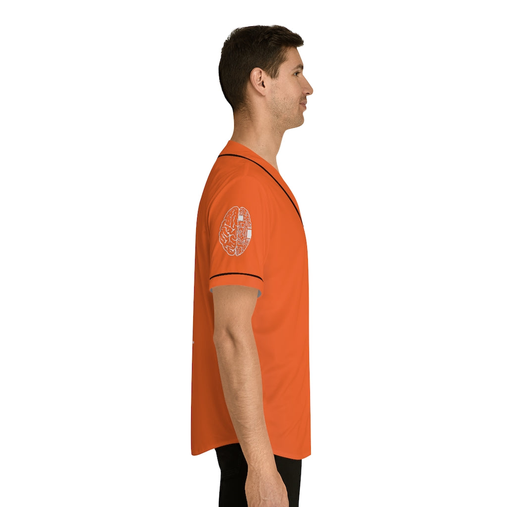CombinedMinds Men's Baseball Jersey - White Logo Orange
