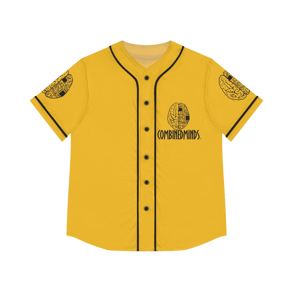 CombinedMinds Women's Baseball Jersey - Black Logo Yellow