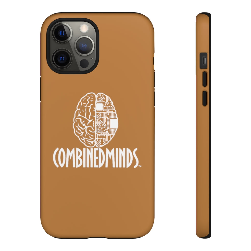 CombinedMinds Cell Phone Case- Light Brown White Logo