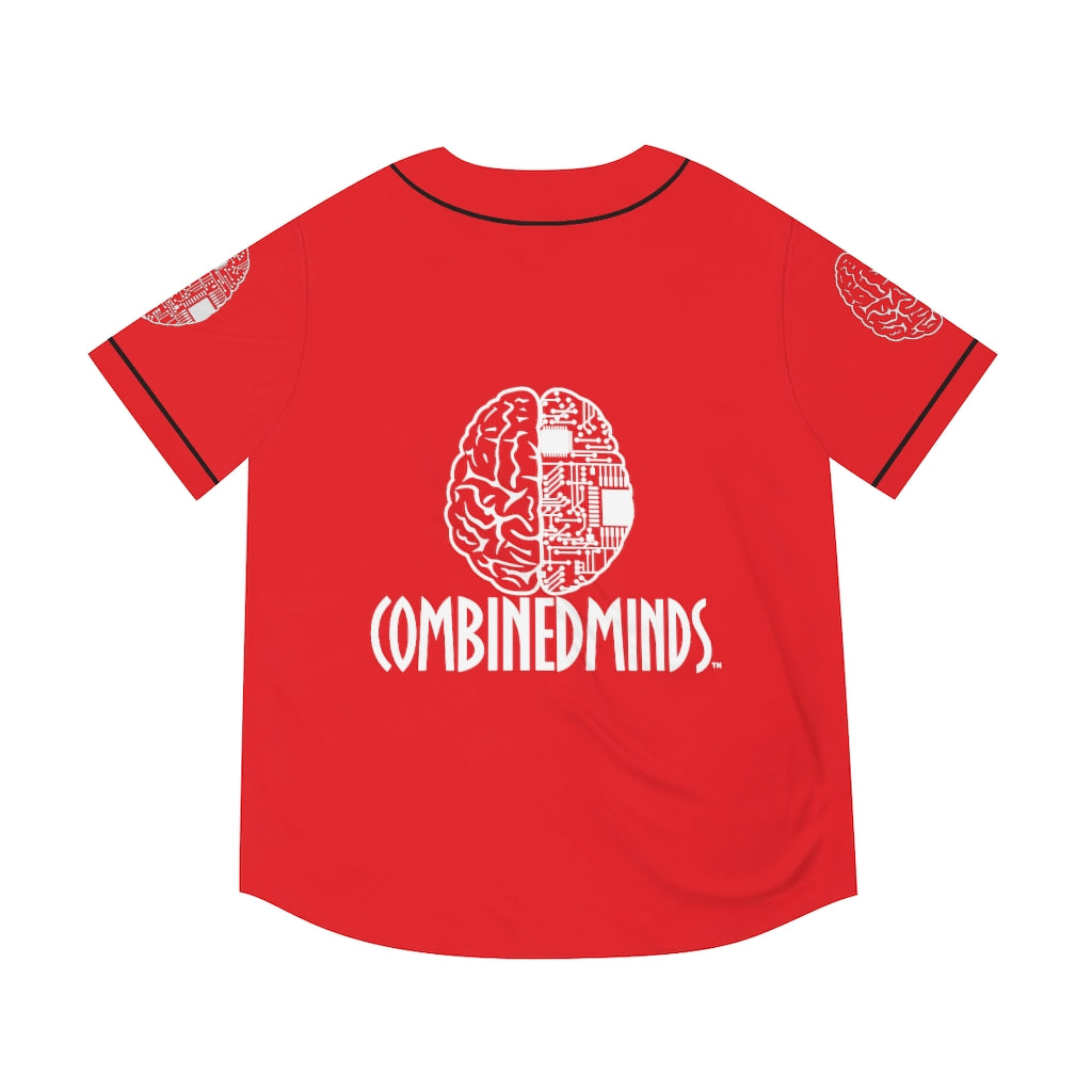 CombinedMinds Men's Baseball Jersey - White Logo Red
