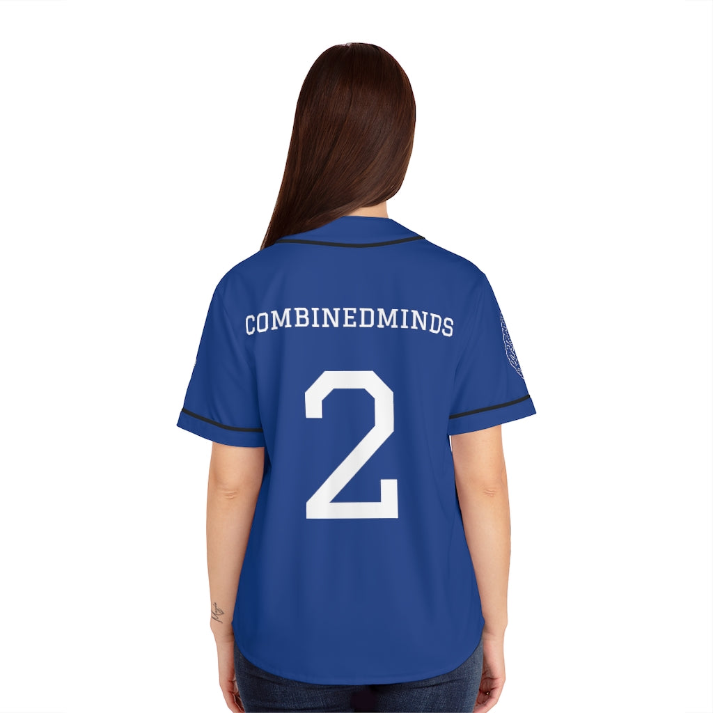 CombinedMinds Women's Baseball Jersey - White Logo Royal Blue