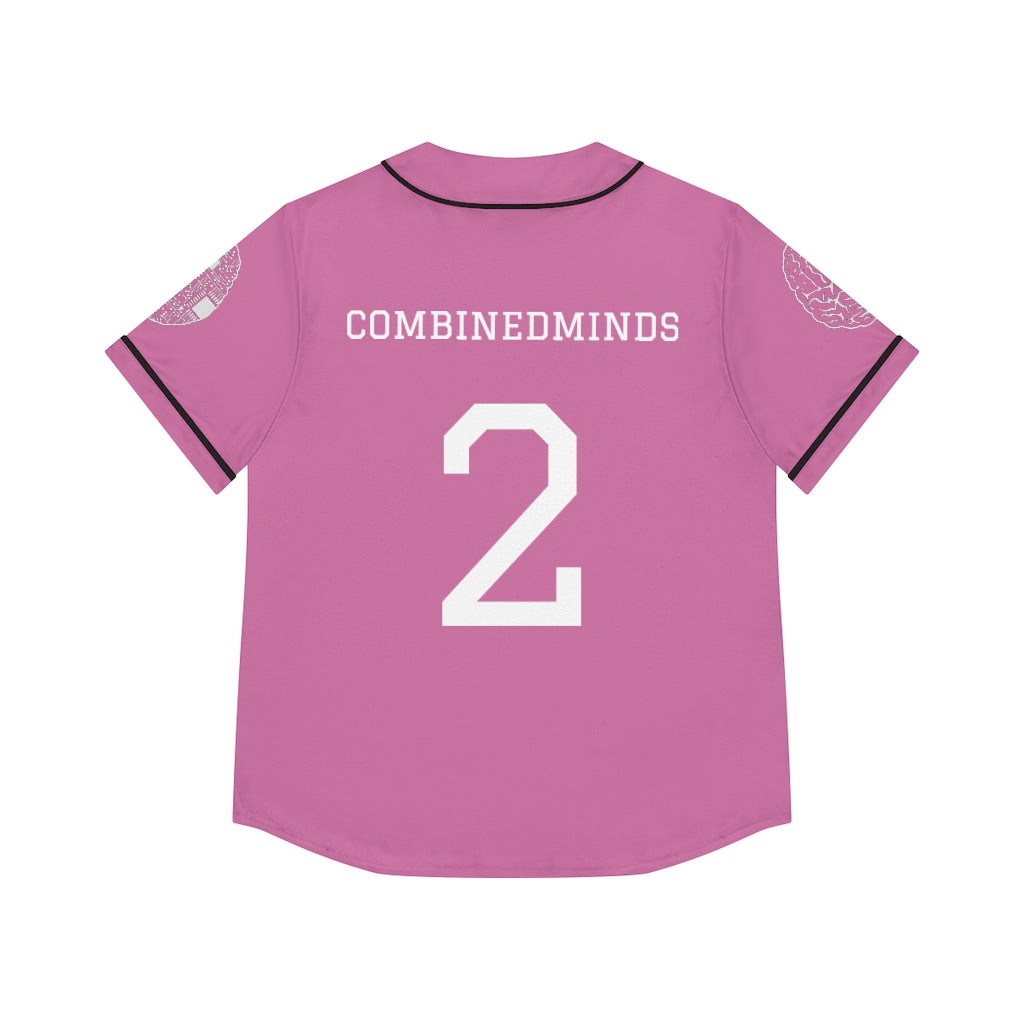 CombinedMinds Women's Baseball Jersey - White Logo Light Pink