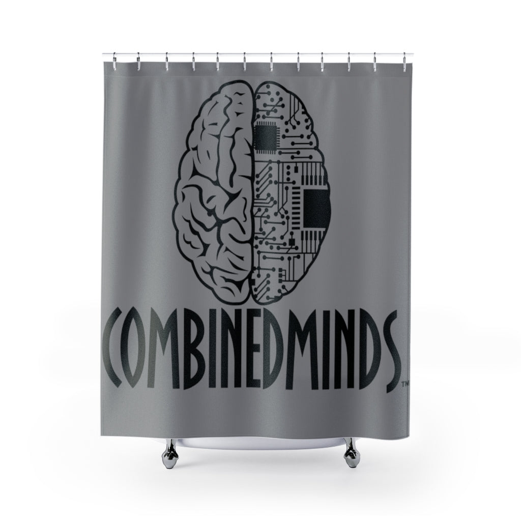 CombinedMinds Shower Curtains - Black Logo Grey