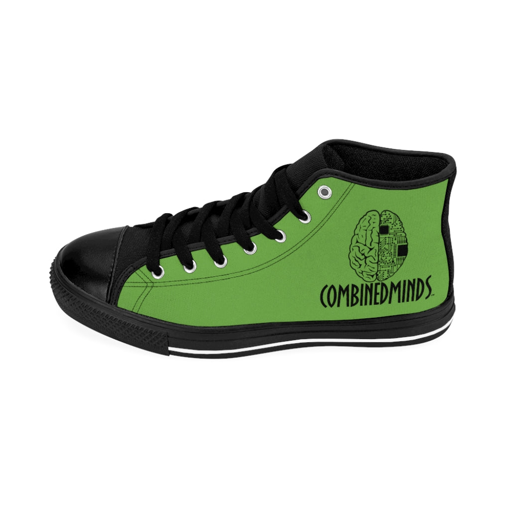 CombinedMinds Men's High-top Sneakers- Green Black Logo