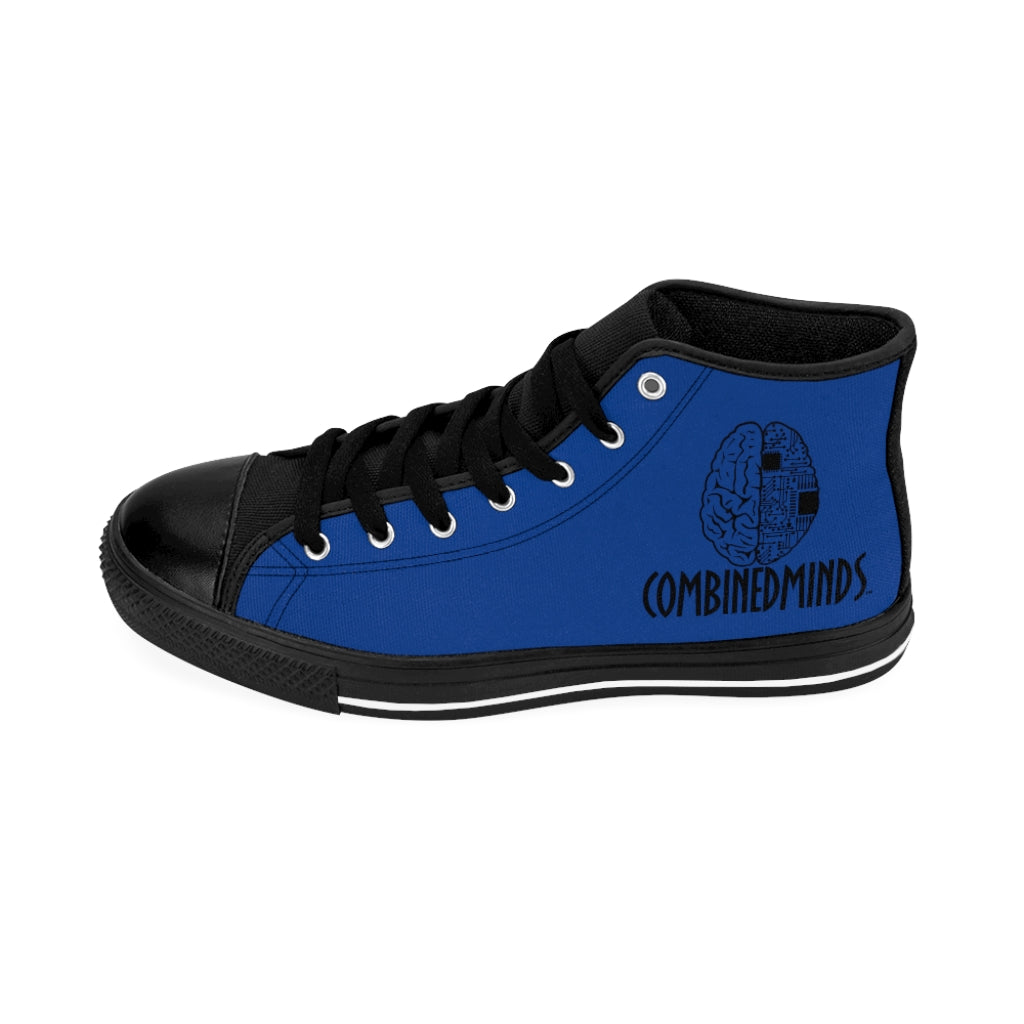 CombinedMinds Men's High-top Sneakers- Royal Blue Black Logo