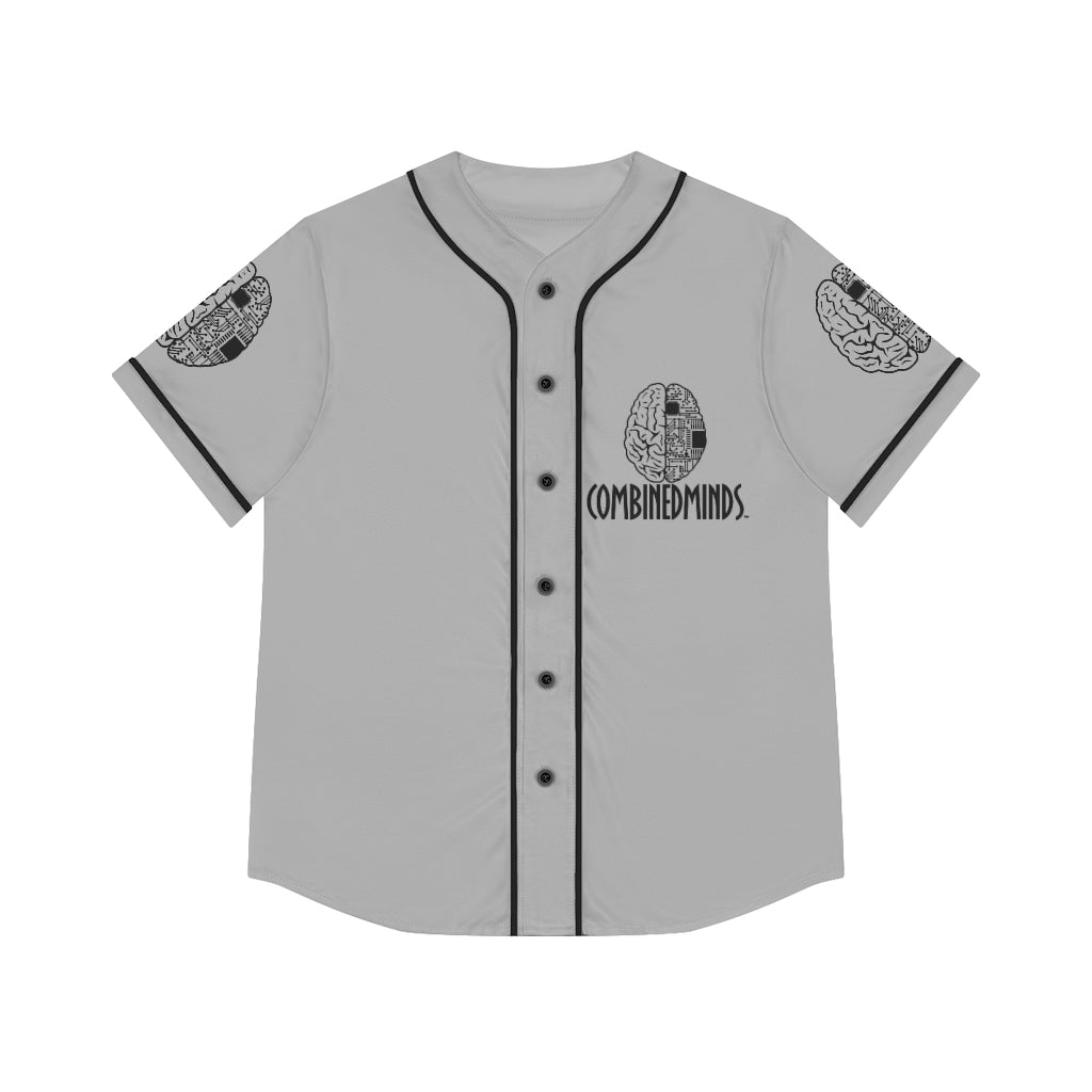 CombinedMinds Women's Baseball Jersey - Black Logo Light Grey