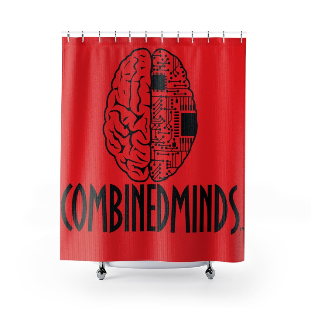 CombinedMinds Shower Curtains - Black Logo Red