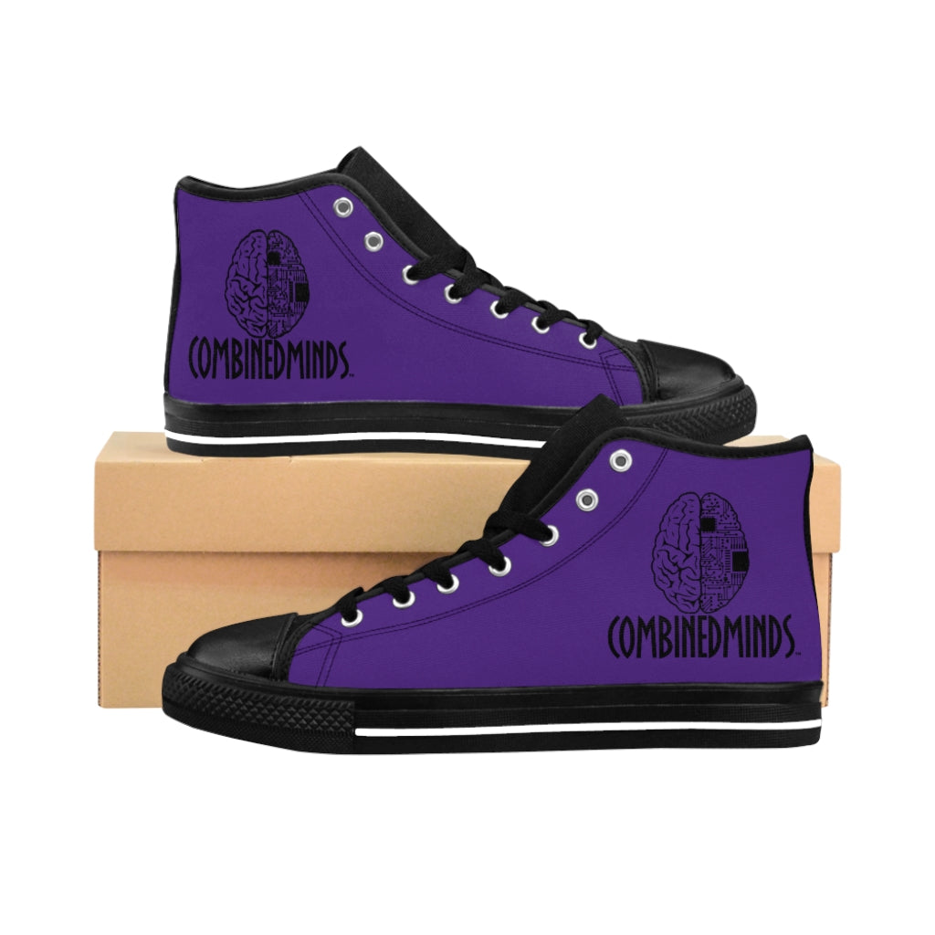 CombinedMinds Men's High-top Sneakers-Purple Black Logo