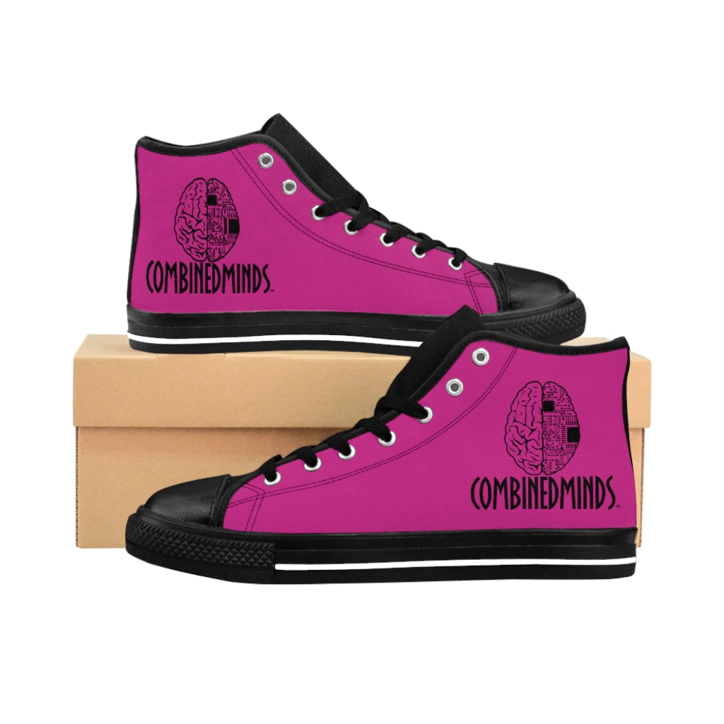 CombinedMinds Men's High-top Sneakers- Pink Black Logo