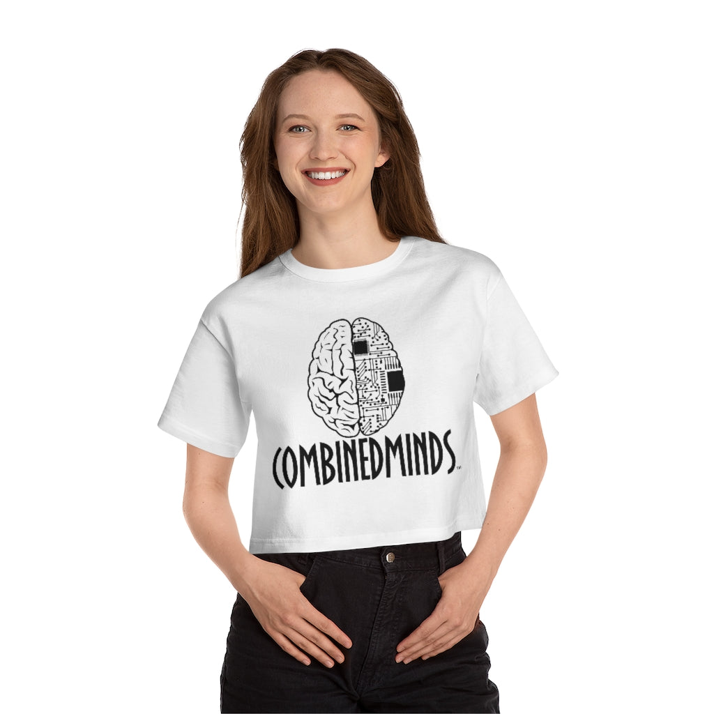 CombinedMinds Champion Women's Heritage Cropped T-Shirt Black Logo