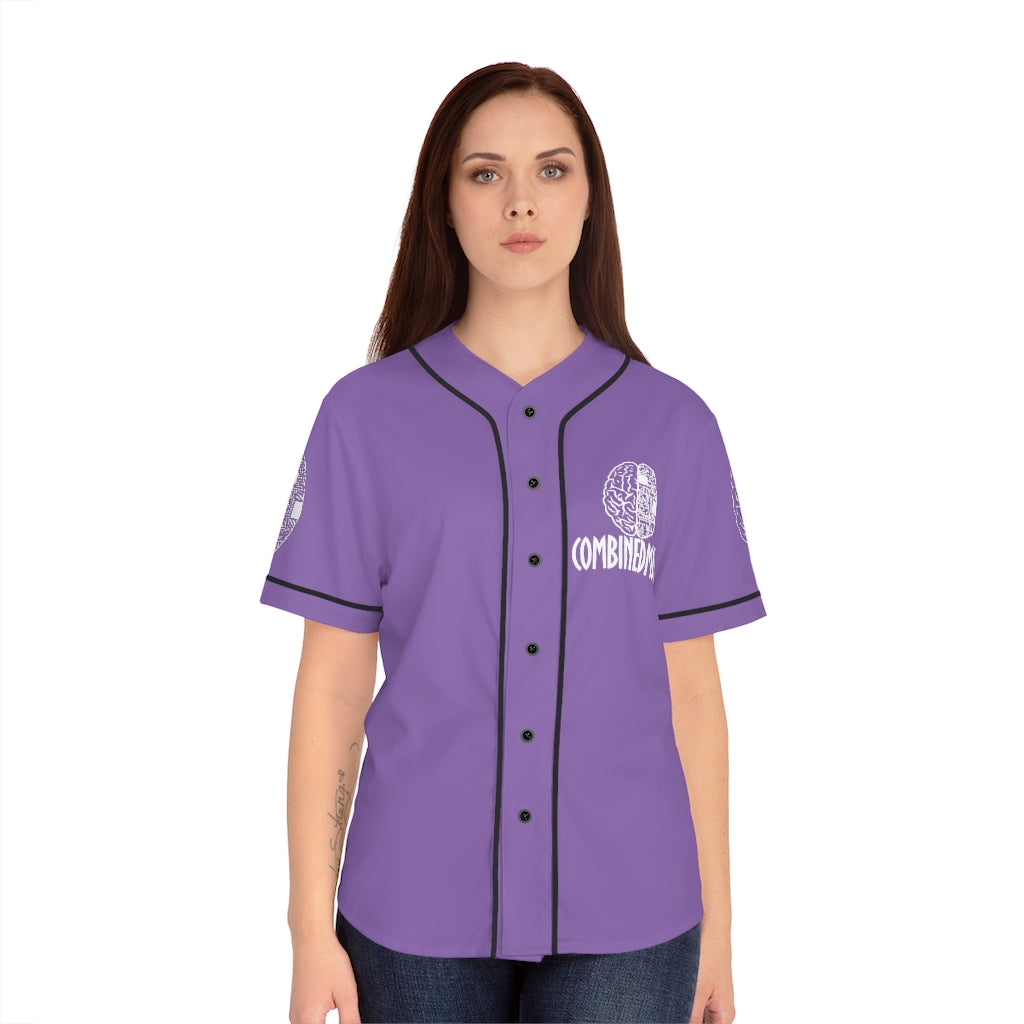 CombinedMinds Women's Baseball Jersey - White Logo Light Purple