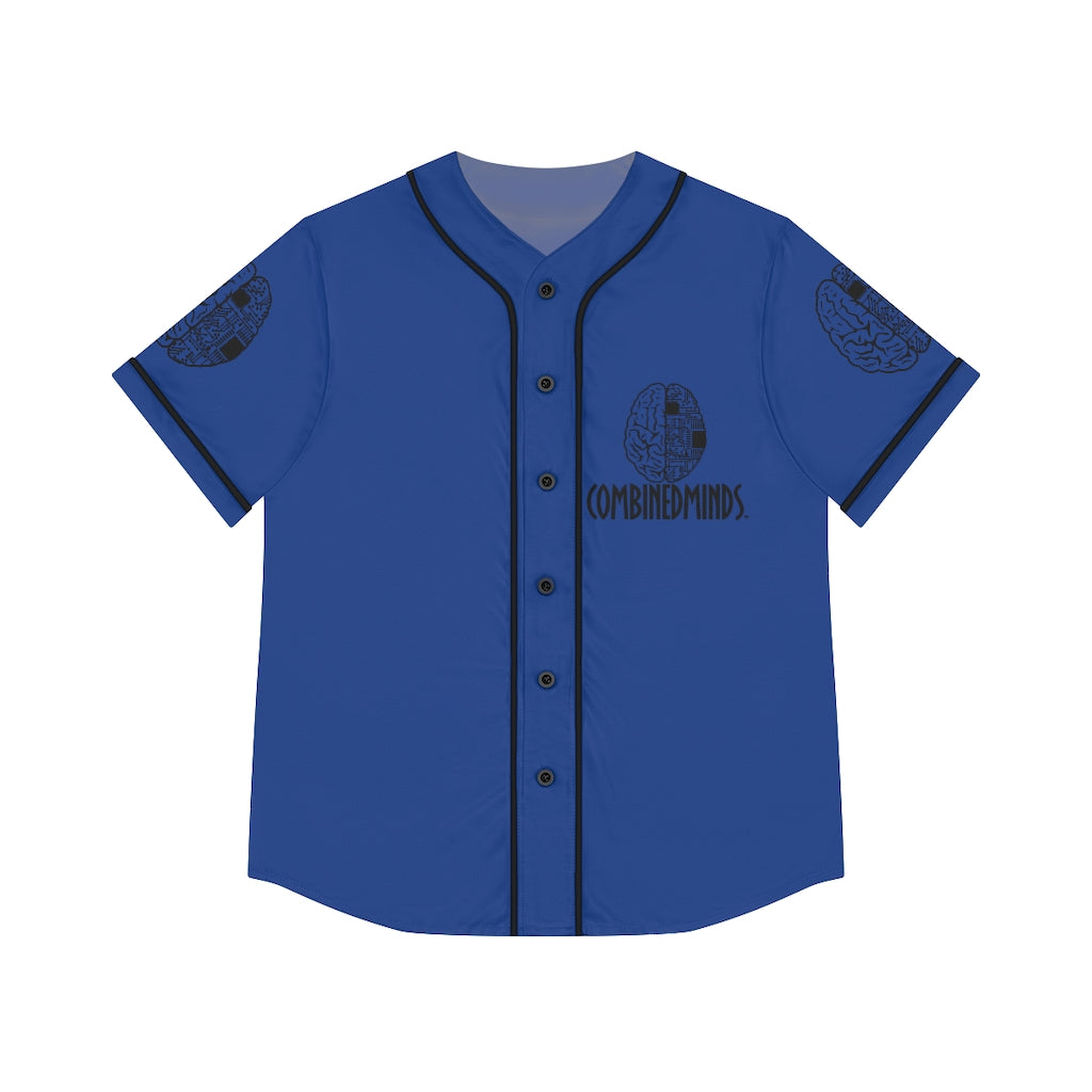 CombinedMinds Women's Baseball Jersey - Black Logo Royal Blue
