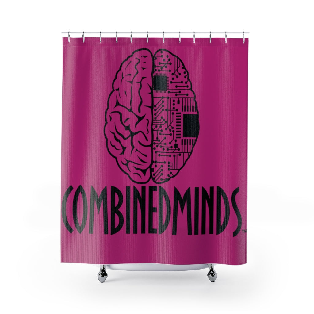 CombinedMinds Shower Curtains - Black Logo Pink