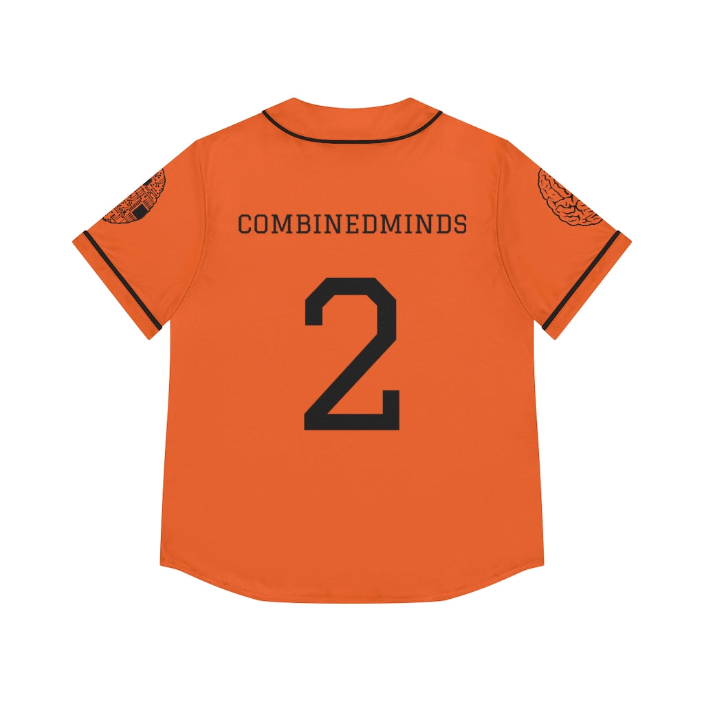 CombinedMinds Women's Baseball Jersey - Black Logo Orange
