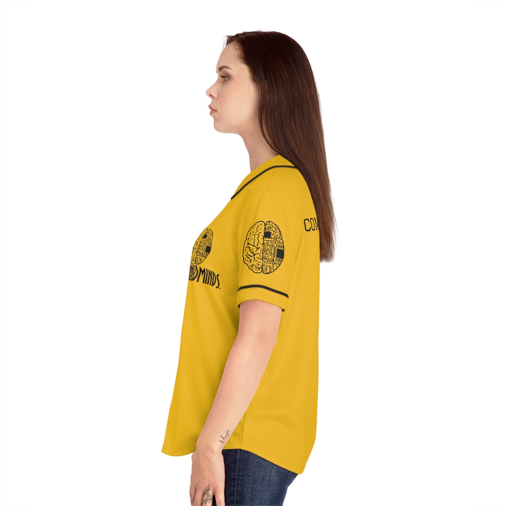 CombinedMinds Women's Baseball Jersey - Black Logo Yellow