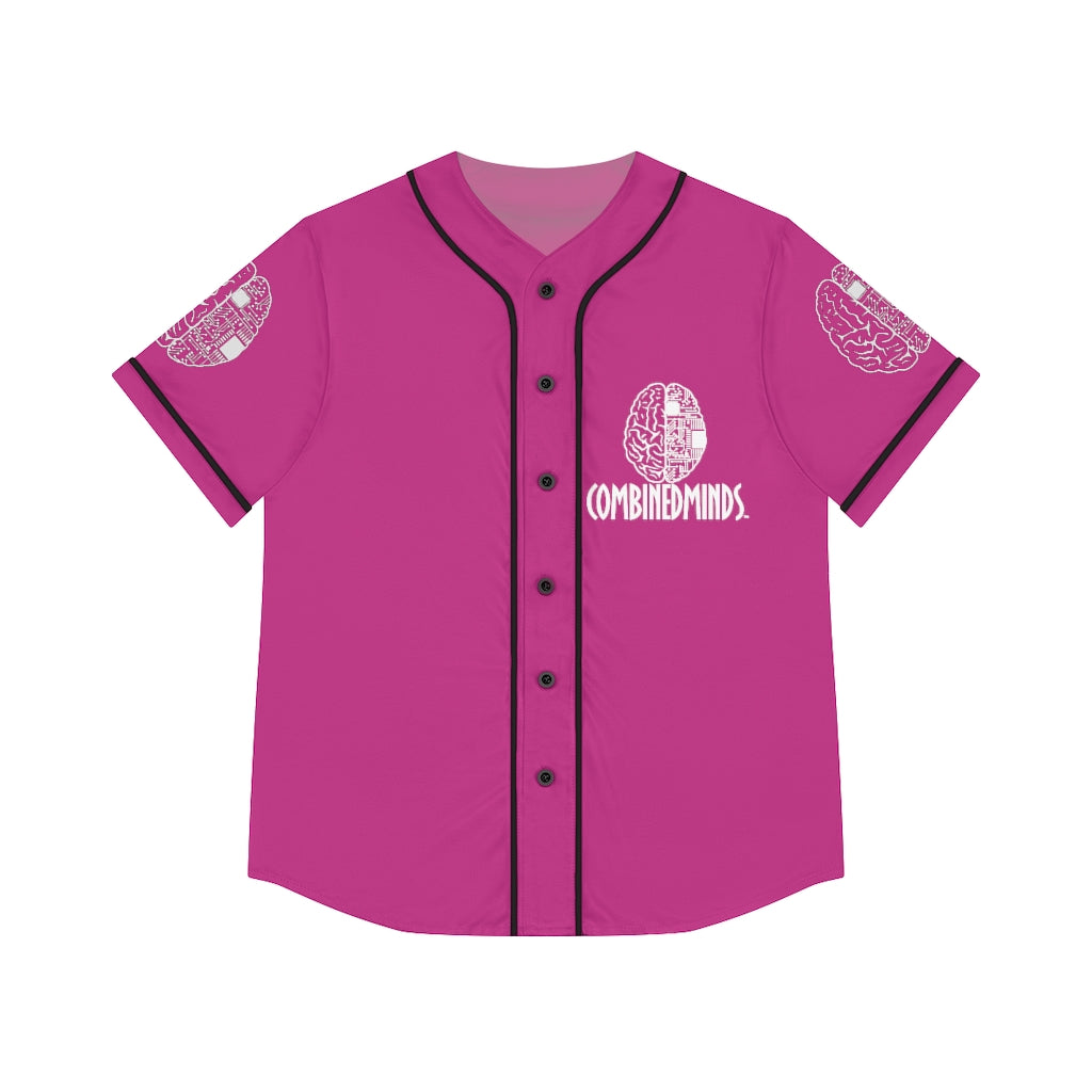 CombinedMinds Women's Baseball Jersey - White Logo Pink