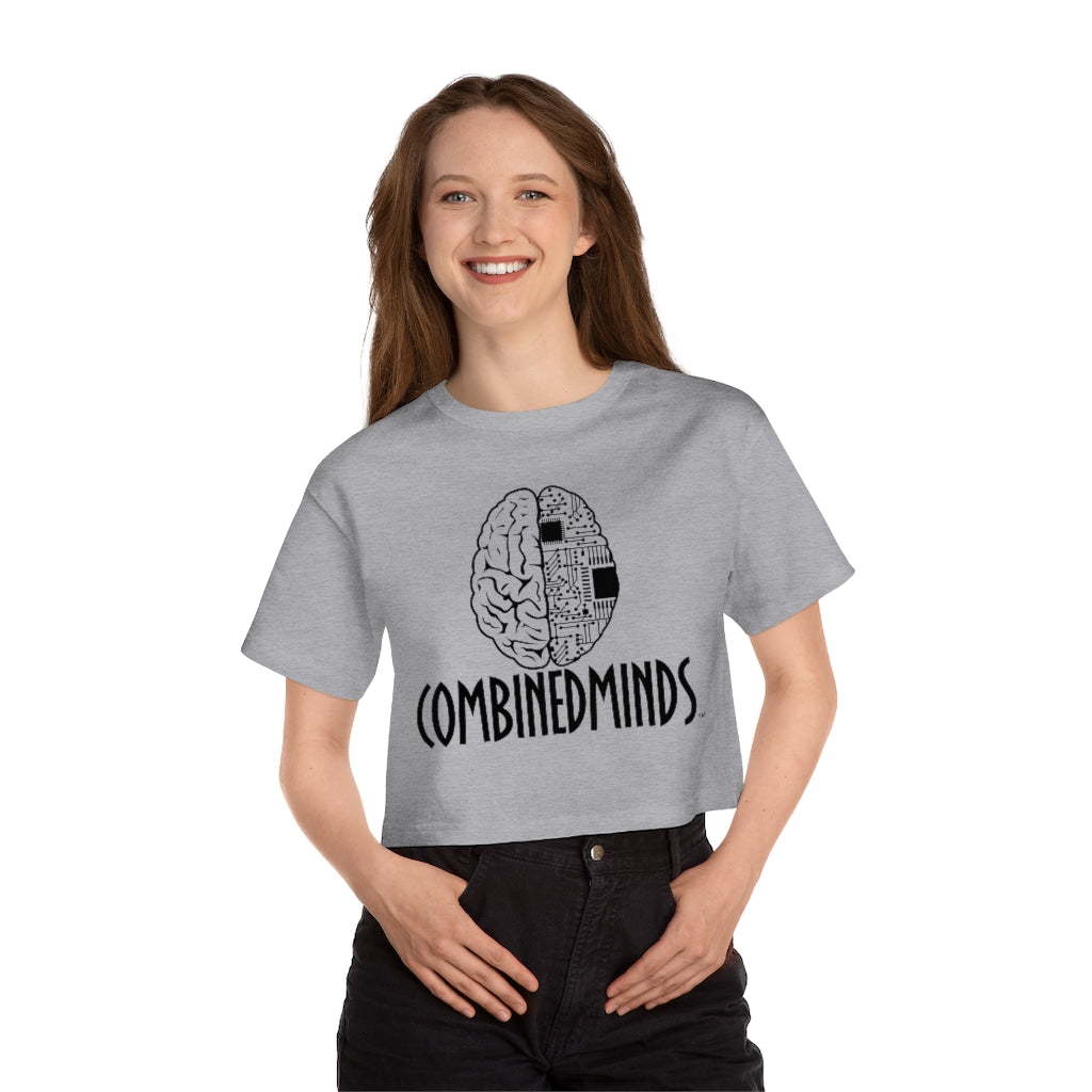 CombinedMinds Champion Women's Heritage Cropped T-Shirt Black Logo