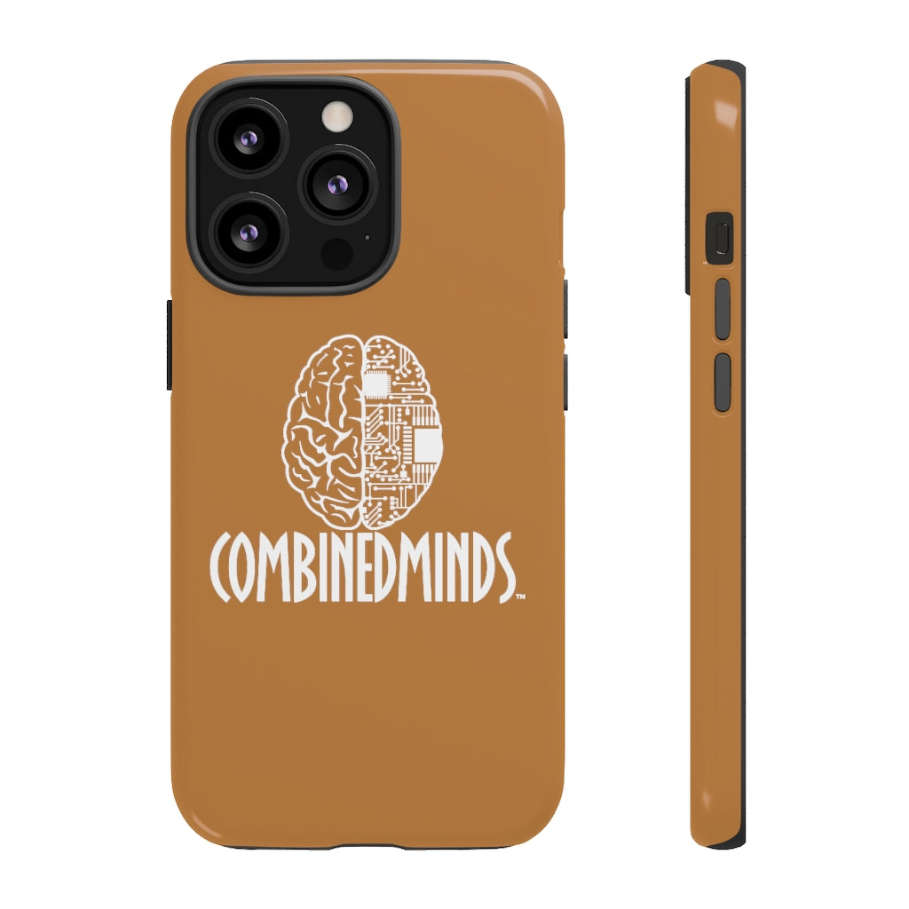 CombinedMinds Cell Phone Case- Light Brown White Logo