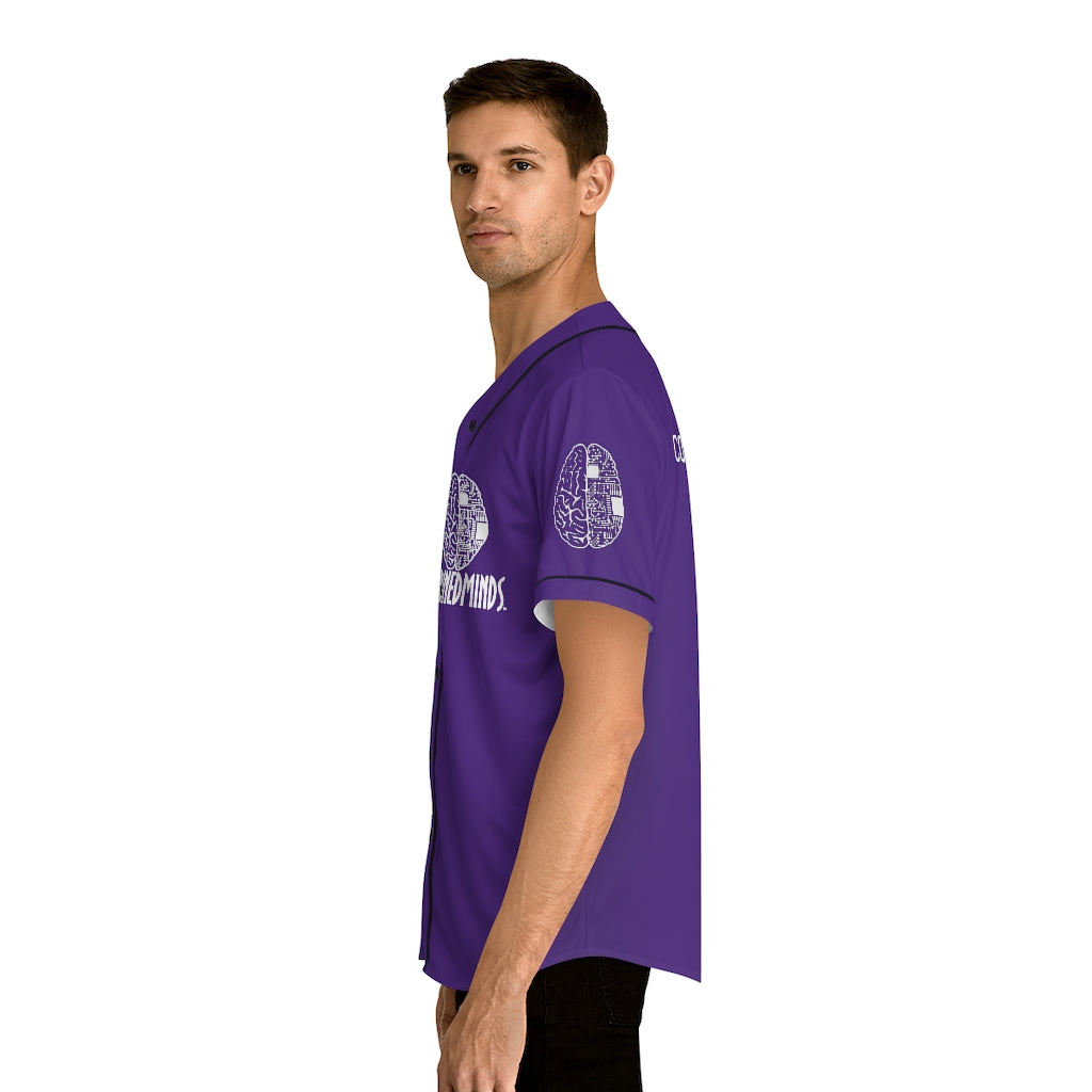 CombinedMinds Men's Baseball Jersey - White Logo Purple