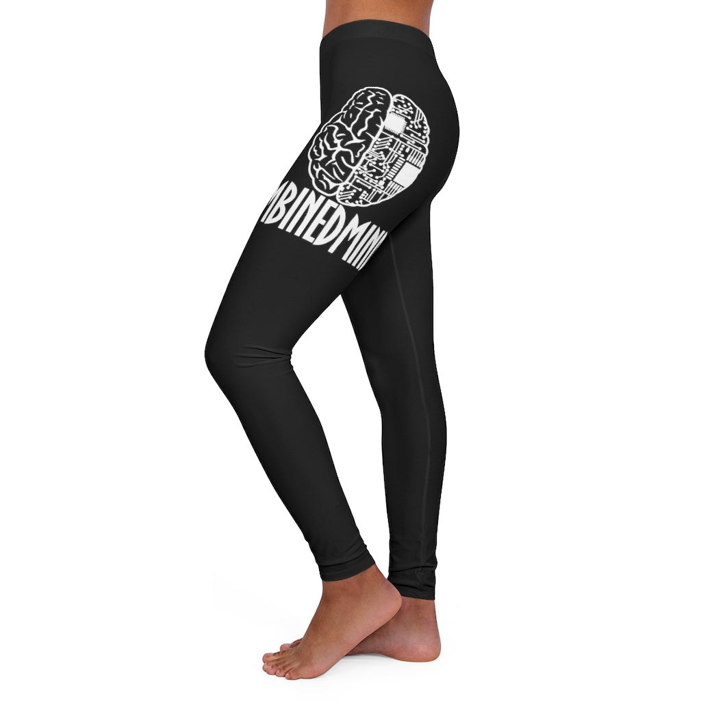 CombinedMinds Women's Spandex Leggings - Black (White Logo)
