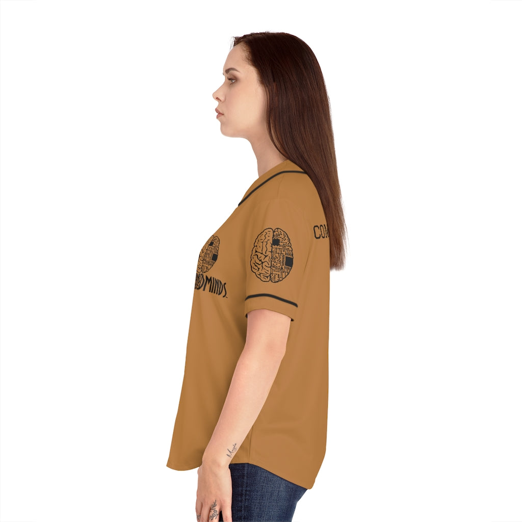 CombinedMinds Women's Baseball Jersey - Black Logo Light Brown